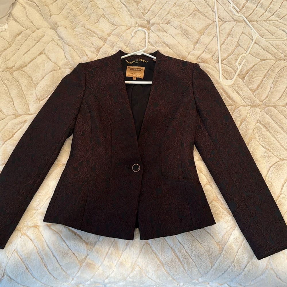TED BAKER plum/black swirl blazer like New